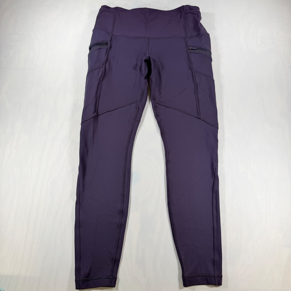 Lululemon Flurry Fighter Tight Women 10 Purple Fleece Lined Pockets Leggings